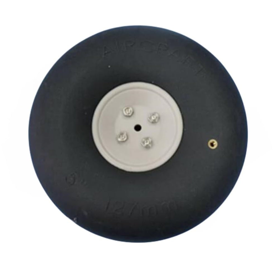 1 PCS Fixed Wing Model Aircraft Wheel 5.0 Inches Inflatable PU Wheels Pneumatic Tires Landing Gear Wheel for RC Plane Replacement Parts (1pcs 5.0 Inch/ D127mm)