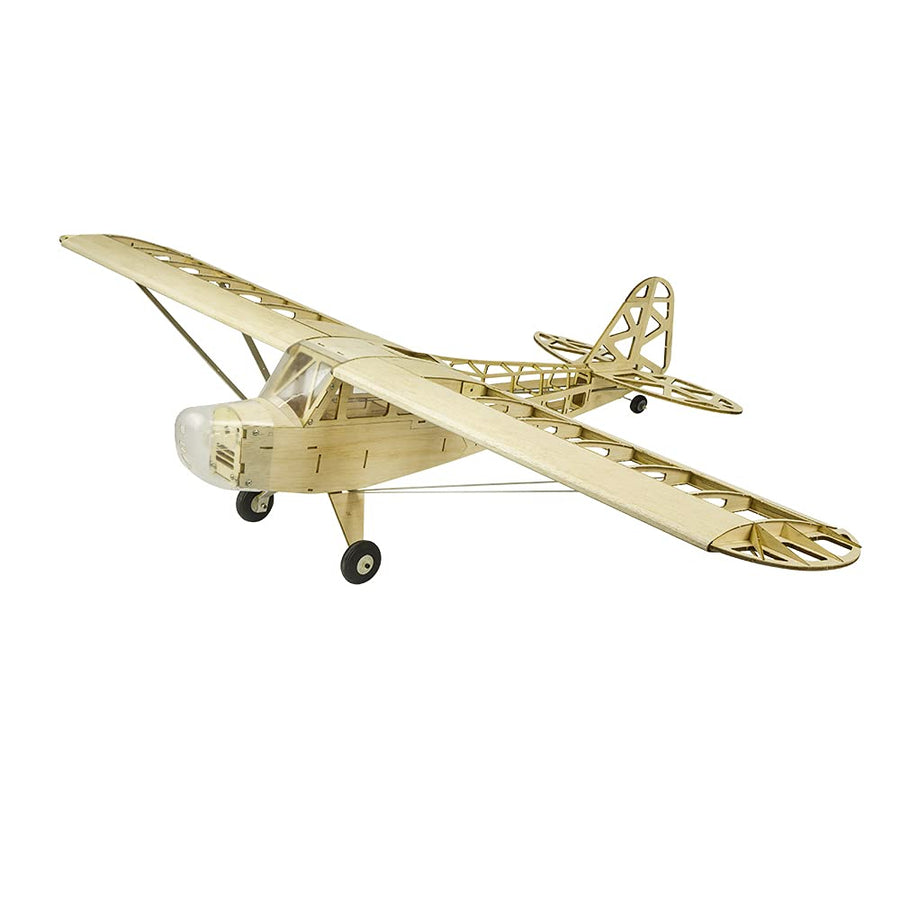 Upgrade Model Airplane Kits Piper Cub J3, 47'' Wingspan Laser Cut Balsa Wood Model Plane Unassembled, DIY Flying Model Aircraft for Adults (KIT+Motor+ESC+Servos+Covering film)
