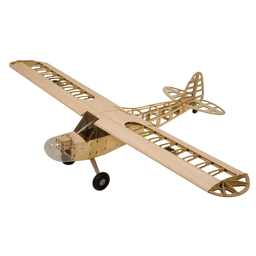 Balsa Wood Model Airplane S08 J3, Laser Cutting 46" Wingspan Fly Aircraft Model Kit to Build, DIY RC Plane Kit for Adults Men Hobby Project (KIT+Motor+ESC+Servos+Covering)