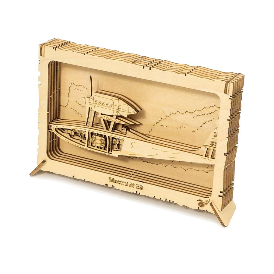 3D Wooden Puzzles Model Airplanes, DIY Macchi M33 Balsa Wood Model Plane Frame, Laser Cut Model Kit Airplane Frame for Home Decoration Birthday Gift for Men Teens