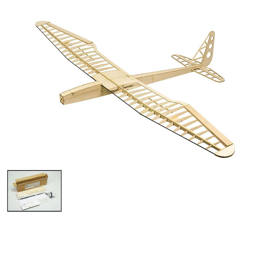 Viloga Laser Cutting Balsawood Glider Kit Sunbird Sailplane, 1.6M Wingspan Glider Airplane Model Aircraft, DIY Electric Glider Unassembled (KIT Only Without Power System or Radio Control)