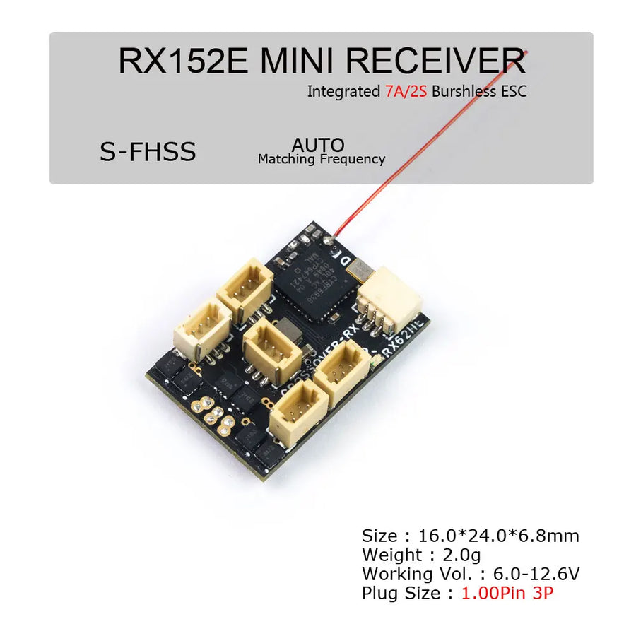 2.4G 4CH/5CH/6CH/7CH Mini Receiver RX15X-E series Built-in 2S 7A Brushless ESC Regulator With 1.00pin Plug for Micro RC Plane