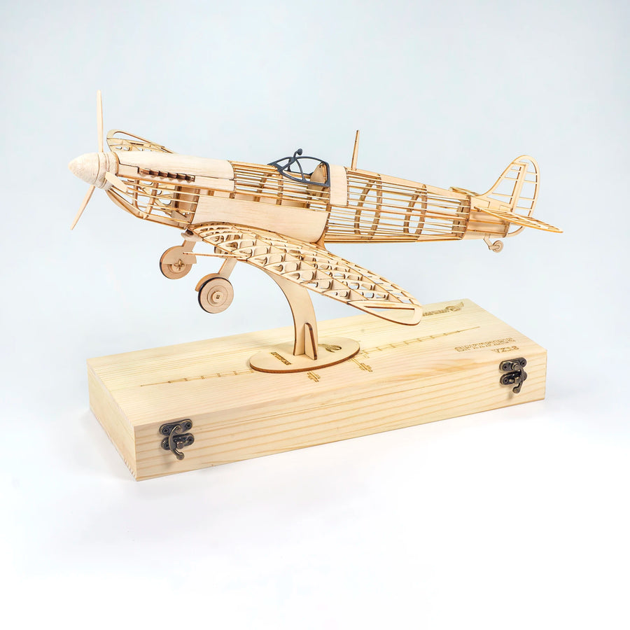 3D Wooden Puzzles DIY Spitfire Fighter Model Aircraft 1:25 Wooden Models Airplane Jigsaw Puzzle for Home Decoration Men Birthday
